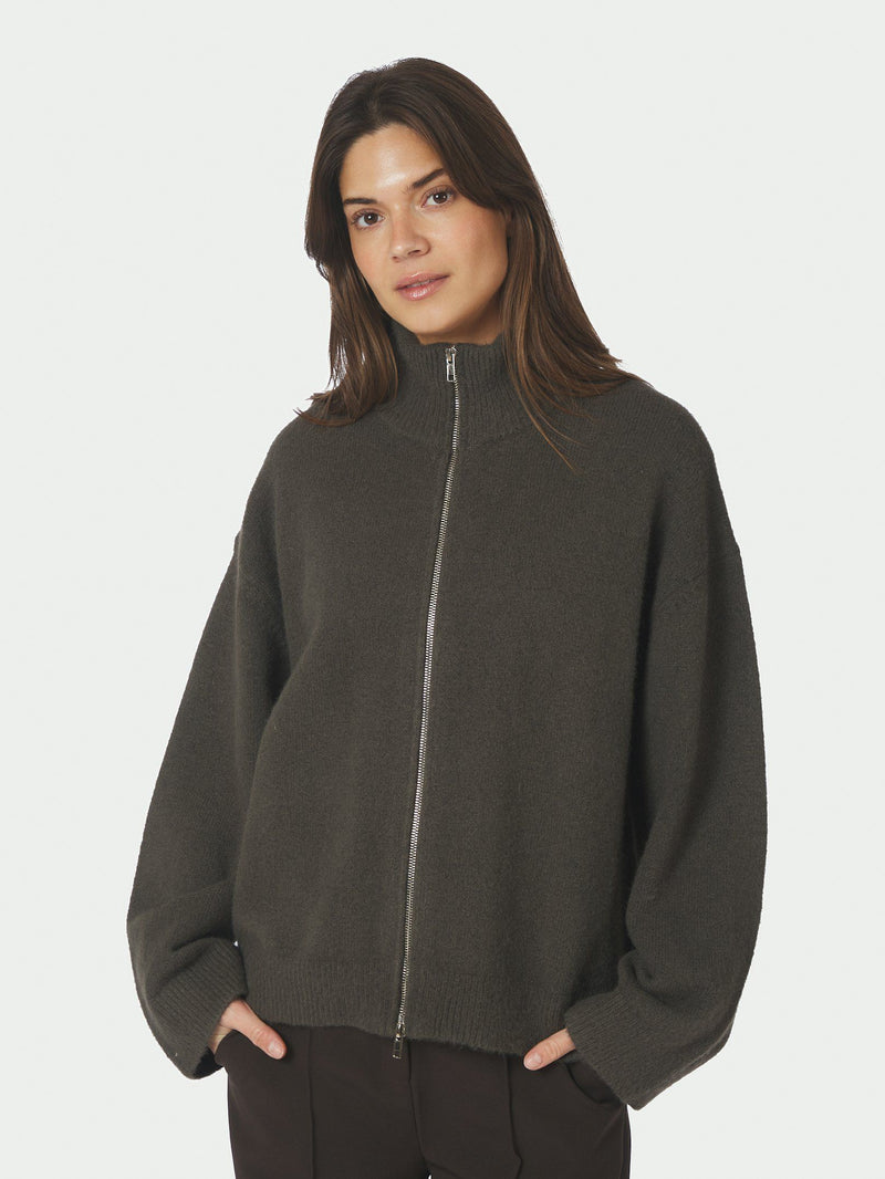 Asley Zip Knit - Moss green