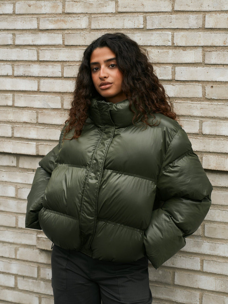 Rhea Shiny Puffer Jack - Groen