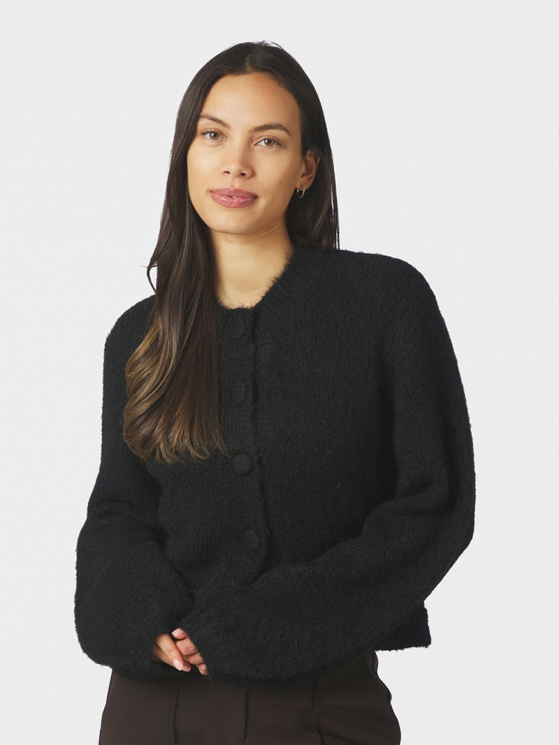 Gio Fluffy Knit Cardigan - Zwart