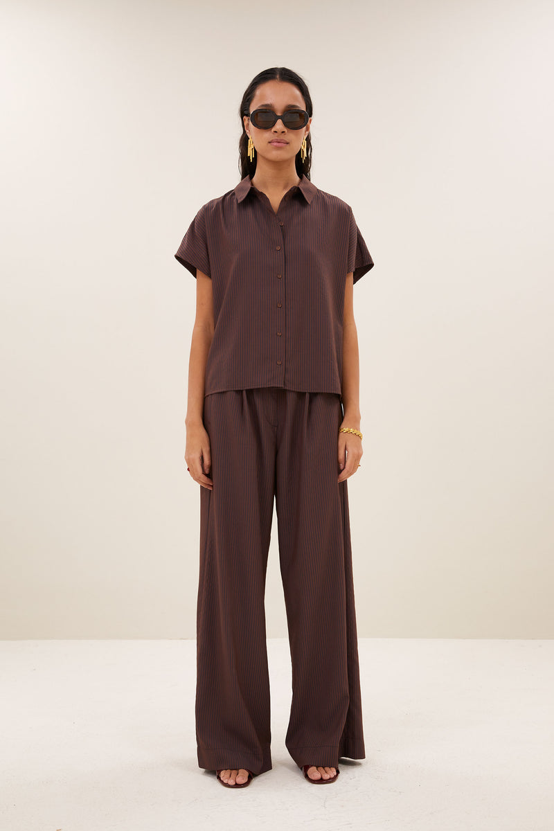Barley tan stripe blouse - Tanning stripe