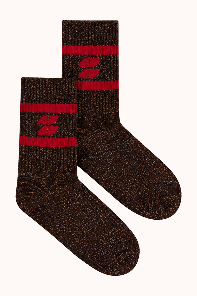 logo glitter chocolate socks
