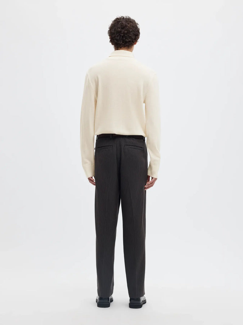 SLMTRAY BRUSHED LS KNIT MERINO ROLL NECK - EGRET