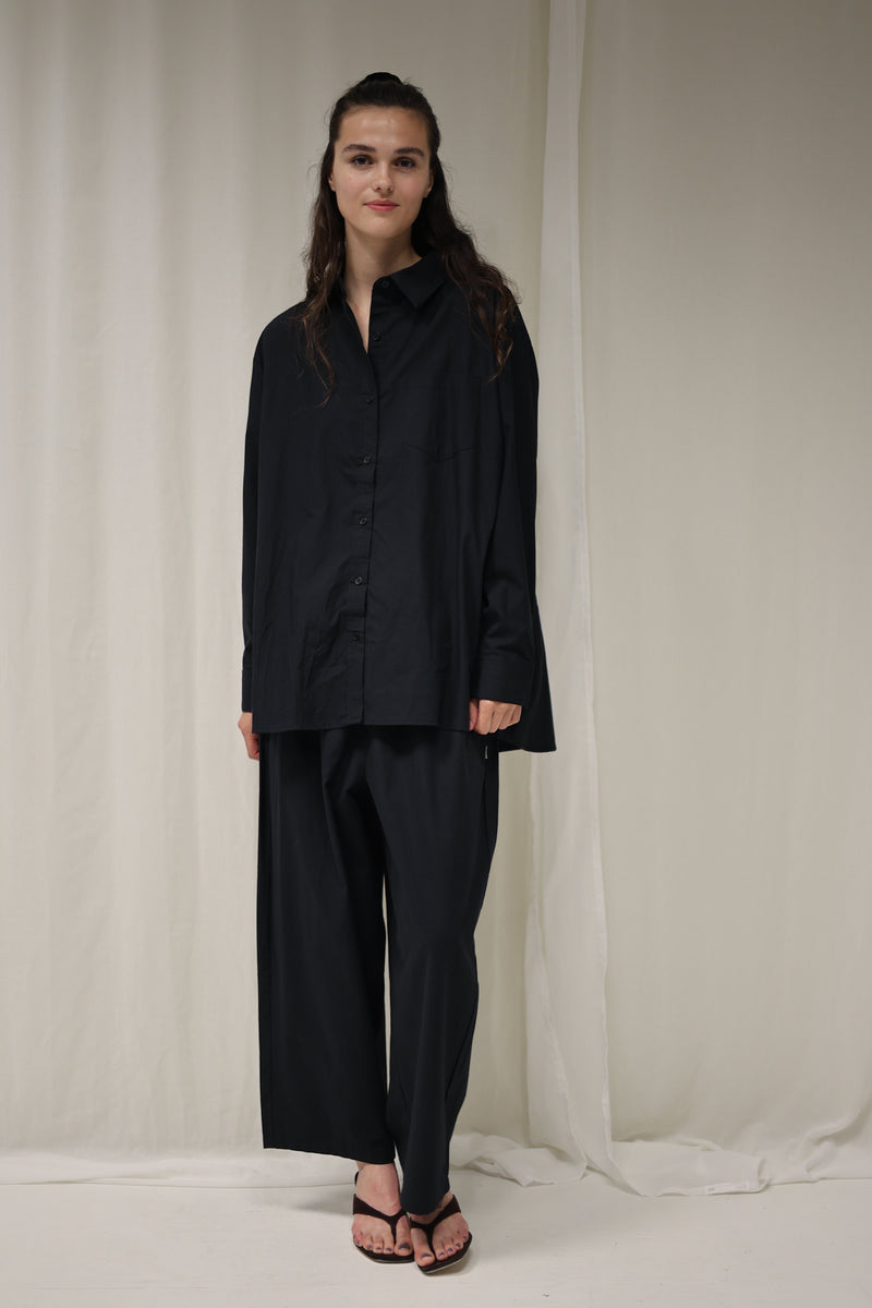 BOUCLE PANTS - Donker Blauw