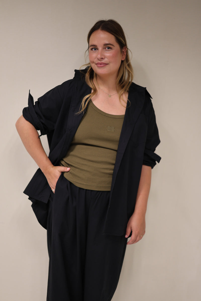 BLOUSE BOUCLE BASIC - Donker Blauw