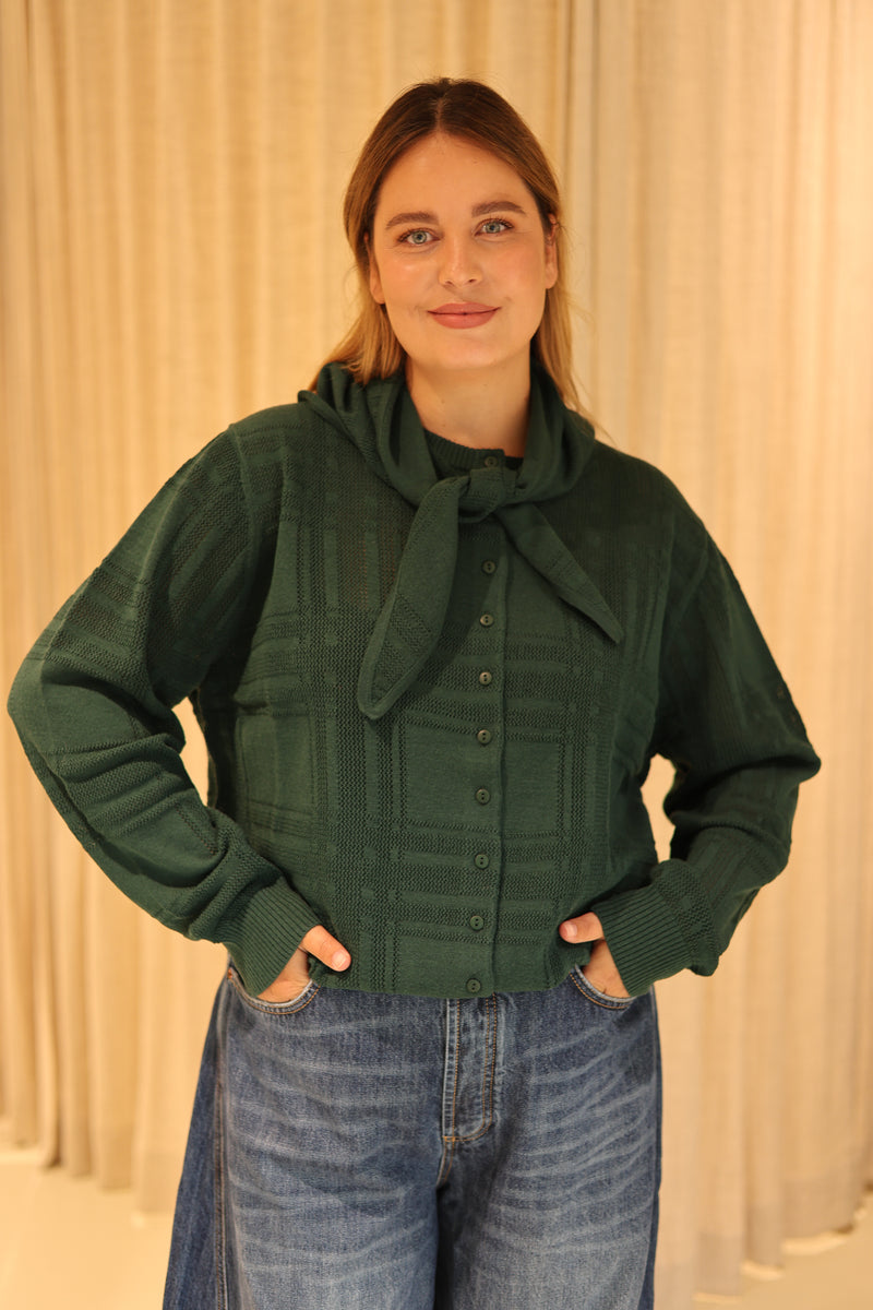 Check Scarf Neck
