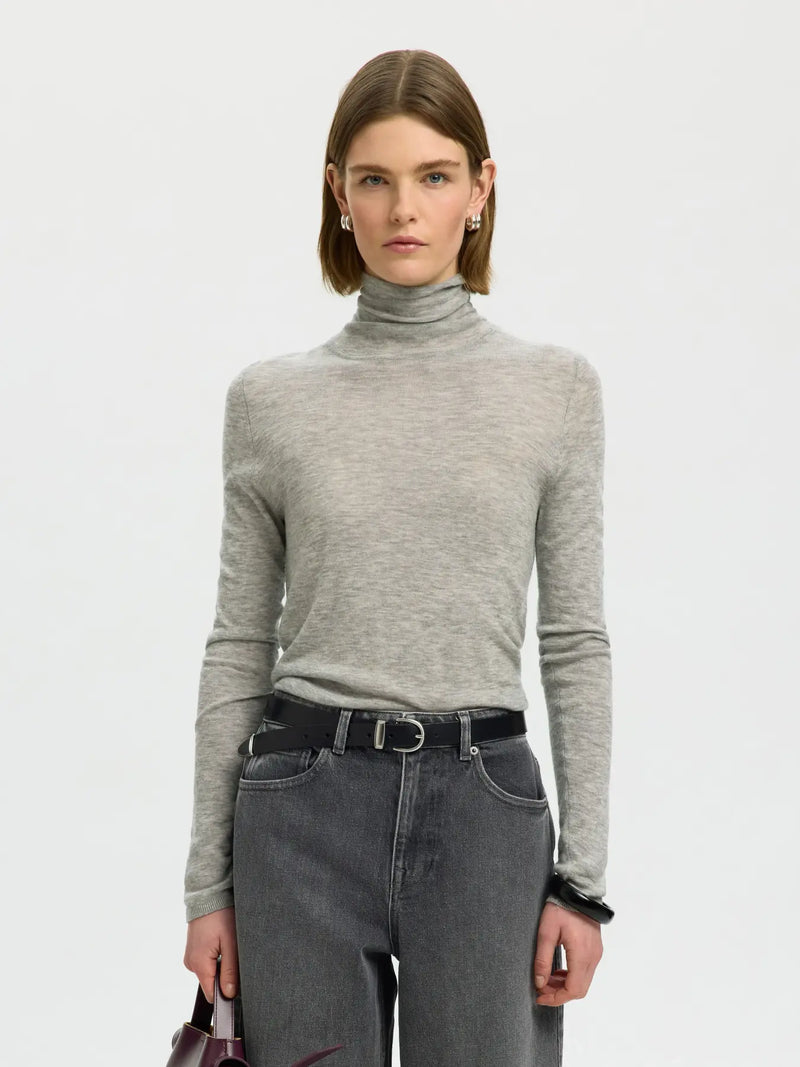 SLWVENDY WOOL LS KNIT ROLL NECK