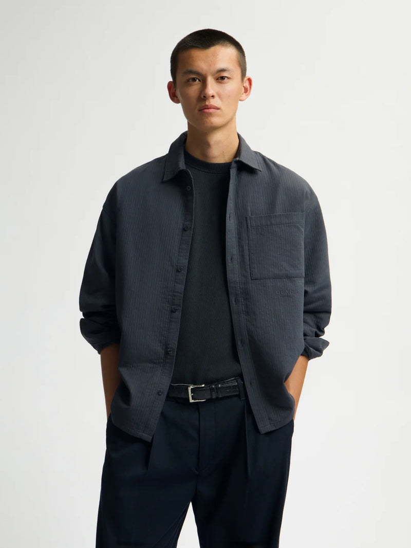 Double Face Boxy Shirt - Charcoal