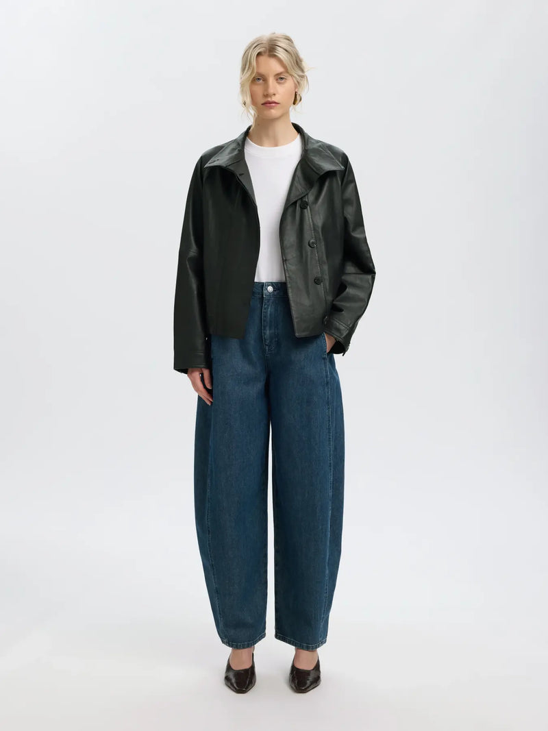 SLWZENIA LEATHER JACKET - Zwart