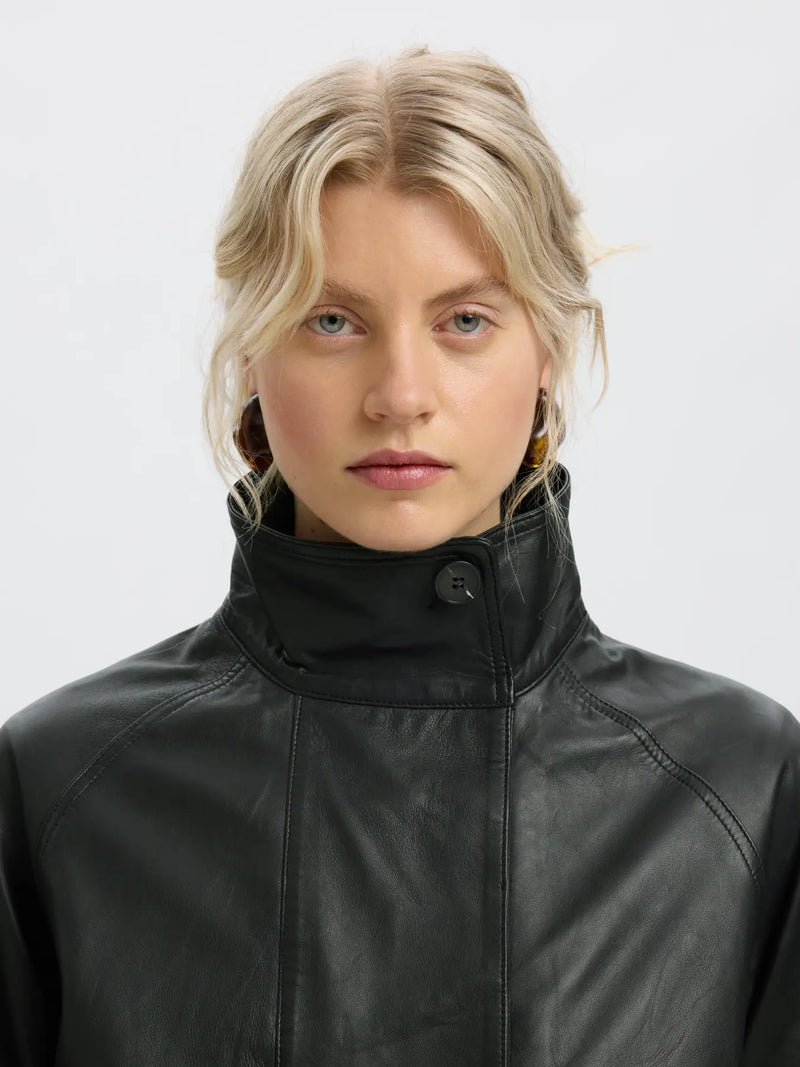 SLWZENIA LEATHER JACKET - Zwart