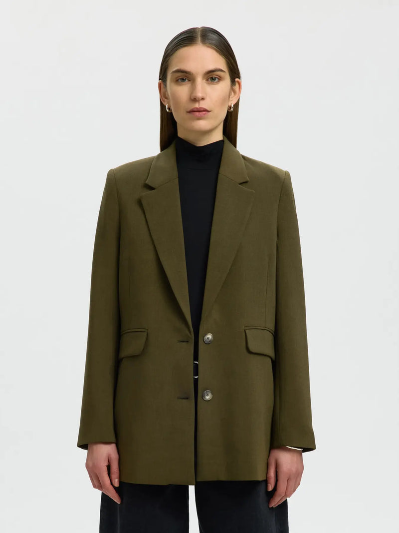SLFRITA LS RELAXED BLAZER - Fir green