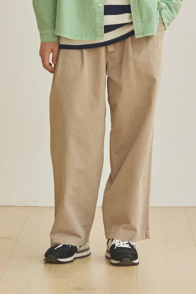 Two Tuck Wide Pants (Beige)