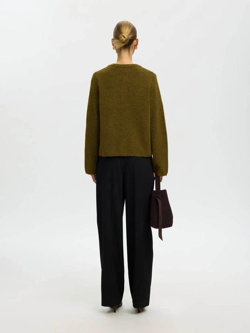 SLWLULU NEW LS KNIT CARDIGAN - Fir Green MELANGE
