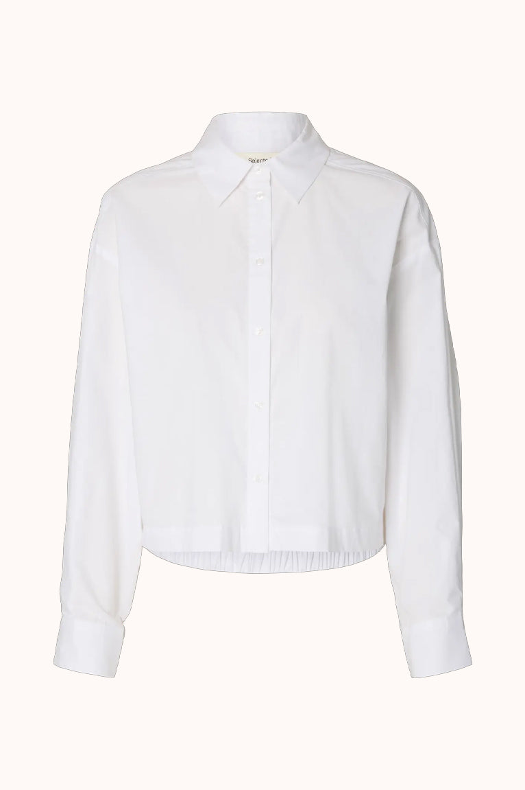 SLFDELIA RELAXED LS CROPPED SHIRT - Wit