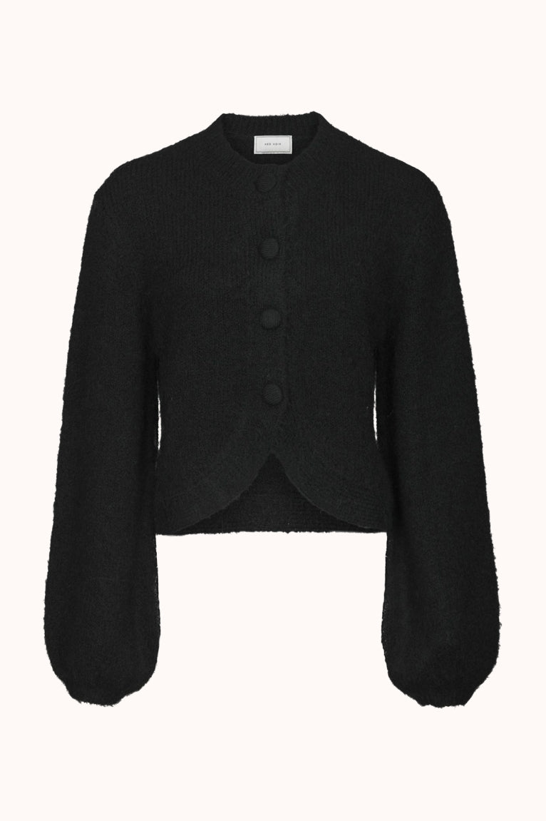 Gio Fluffy Knit Cardigan - Zwart