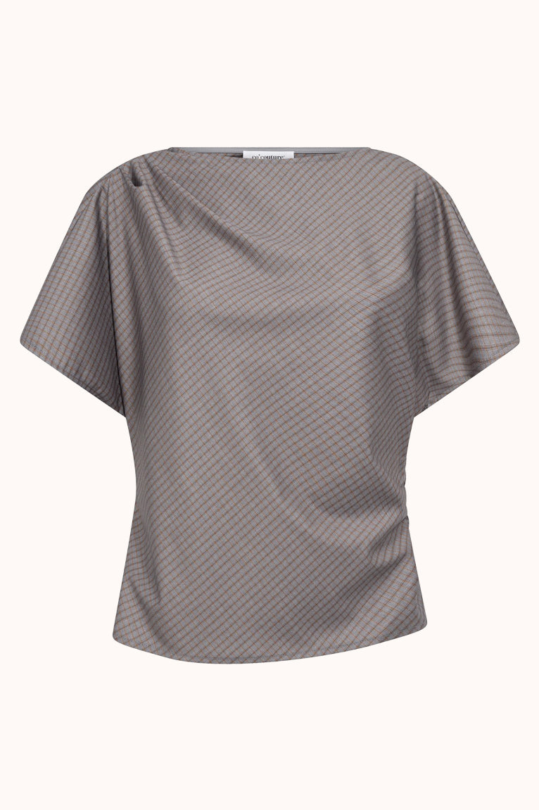 JoveCC Check Pleat Blouse