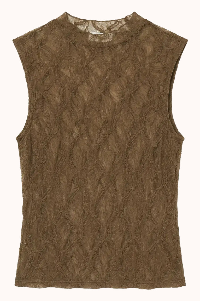 AWREFFEN SL HIGH NECK LACE TOP VIP