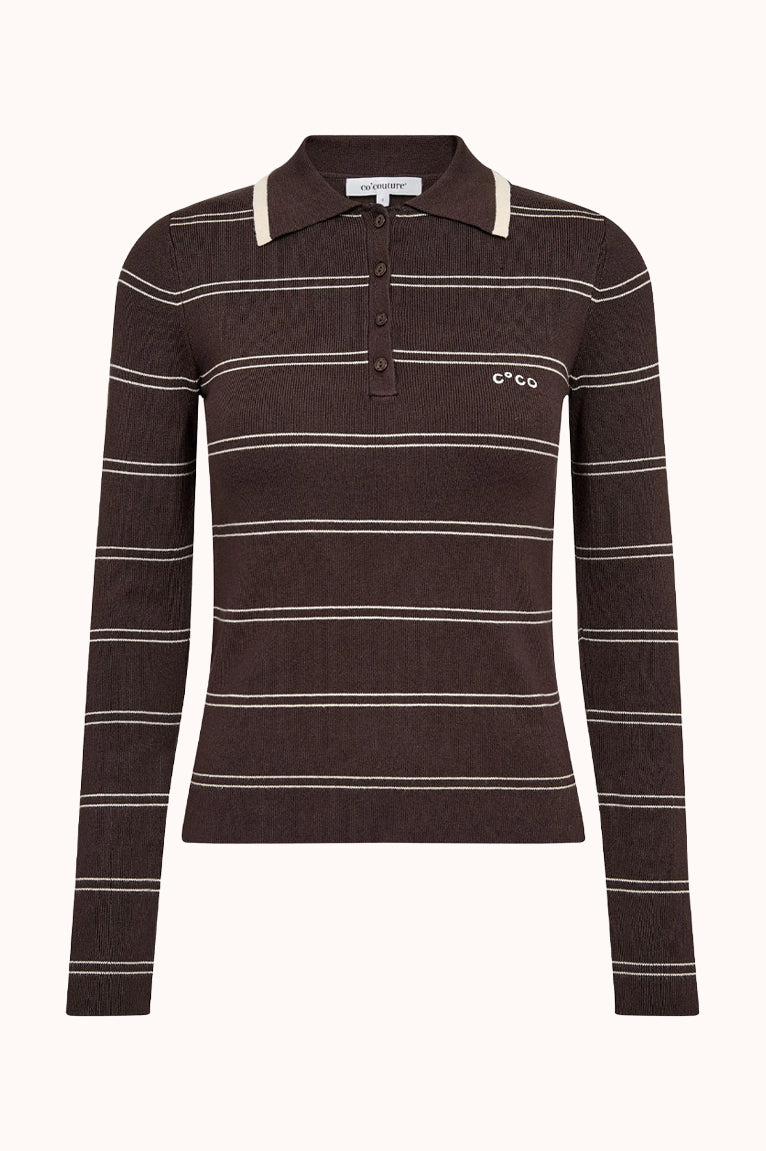 LueCC Stripe Polo Knit - Bruin