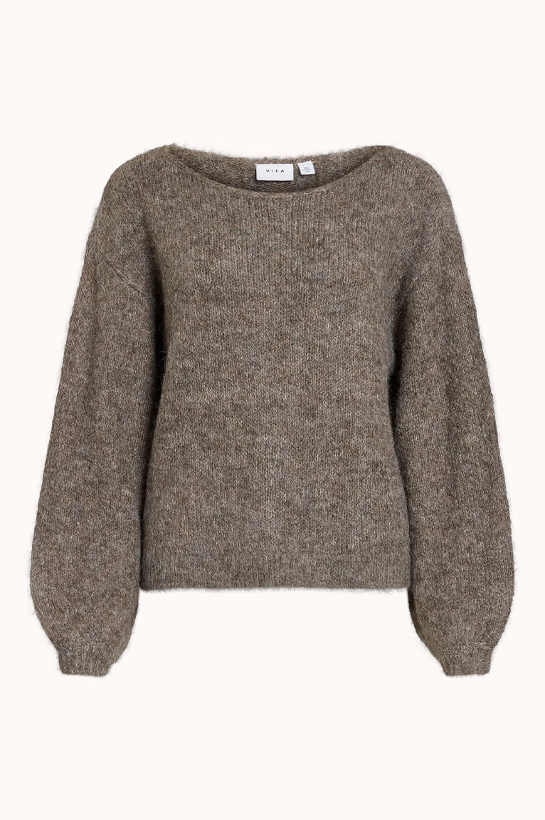 VIMARLEY L/S KNIT PULLOVER - Bruin