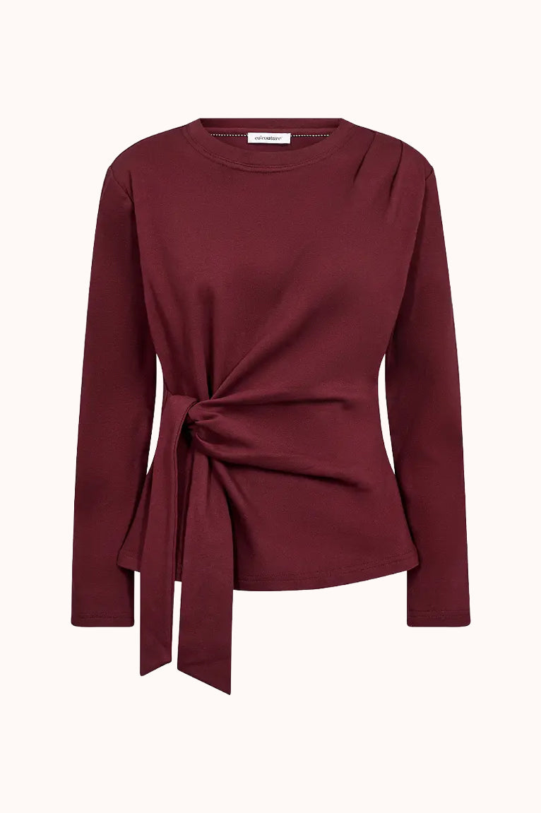 OrianeCC LS Pleat Tie - Wine Red