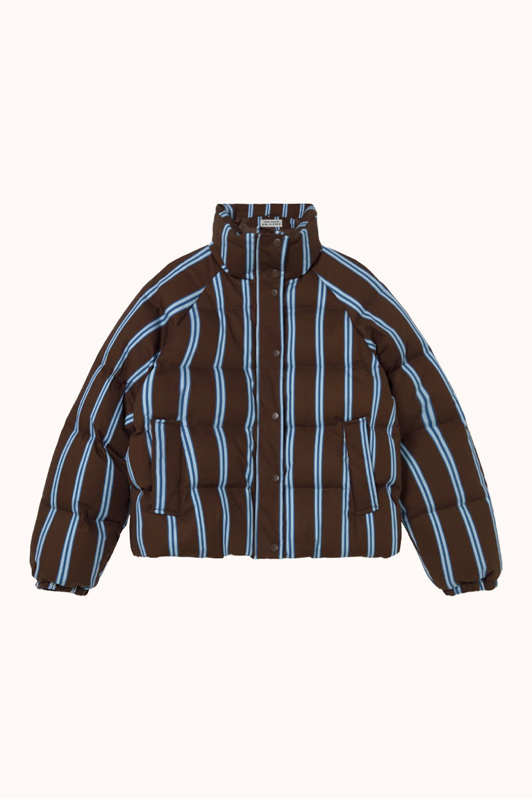 Striped Short Jacket - Brown check