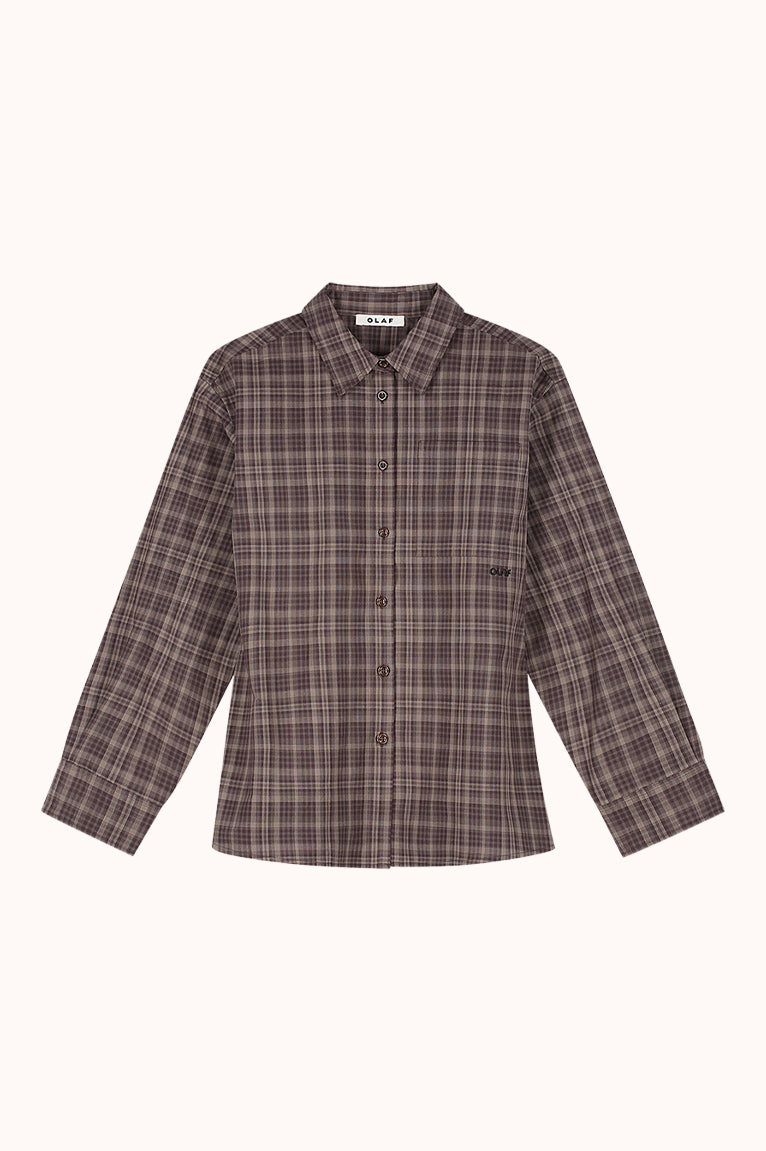checked fitted shirt - Bruin dessin