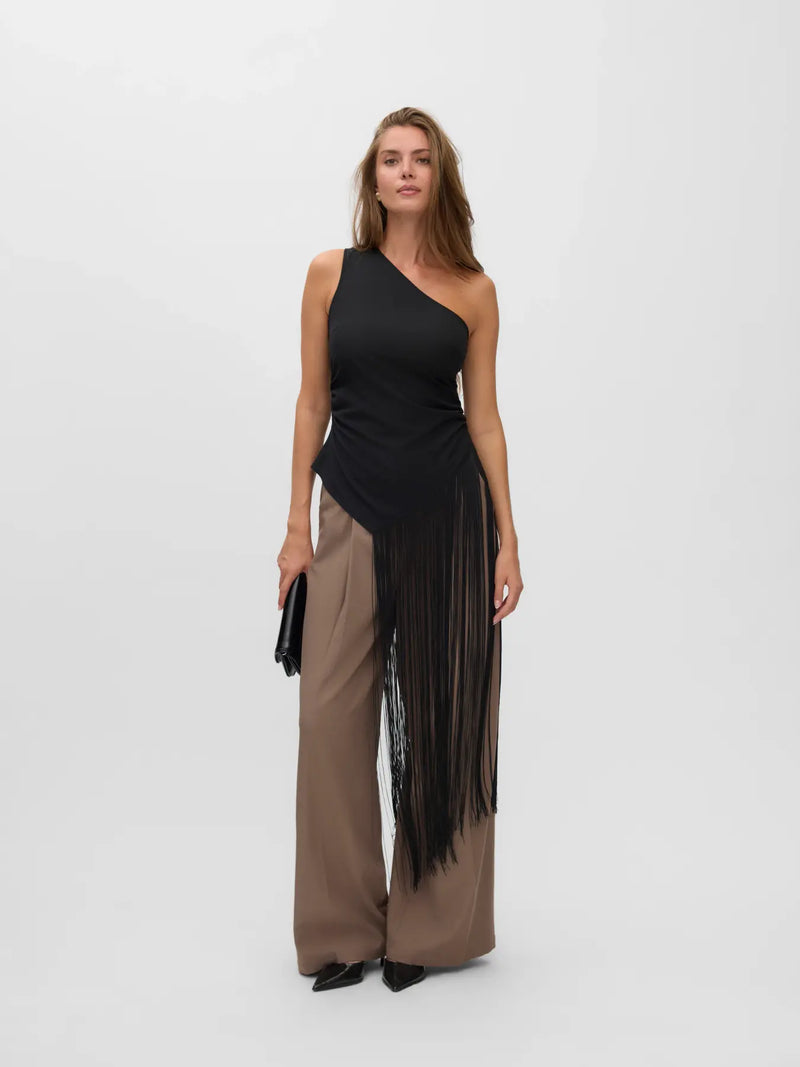 AWARIE SL ONE SHOULDER FRILL TOP